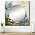 thumbnail image 1 of Designart "Symphony of Breezy Blue and Golden Ferns III" Ferns Square Mirror For Wall Decor - Large Blue Square Mirror Printed Wall Decor - Modern Square Living Room Mirror, 1 of 5