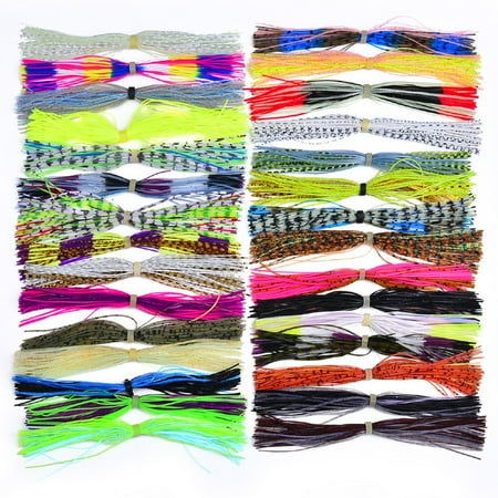 30 Bundles Silicone Fishing Skirts with Rubber Ring 50 Strands Assorted Colors for Bass Lures DIY Squid Frog Bait 13cm Soft Rubber Jig Skirts