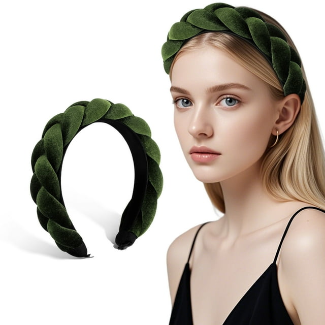 GAXIRE Diadema trenzada, diadema trenzada gruesa, aro para el cabello acolchado vintage, accesorio elegante para el cabello