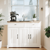 Luku Kitchen Storage Cabinet, Large Sideboard Buffet Cabinet with Drawers, Modern Farmhouse Coffee Bar Station with Adjustable Shelves and Doors, Floor Sideboard Buffet for Living Dining Room