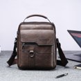 thumbnail image 4 of Bolso bandolera de PU Vintage para hombre bolso de hombro con cremallera para hombre sólido para viajes de negocios, 4 of 7