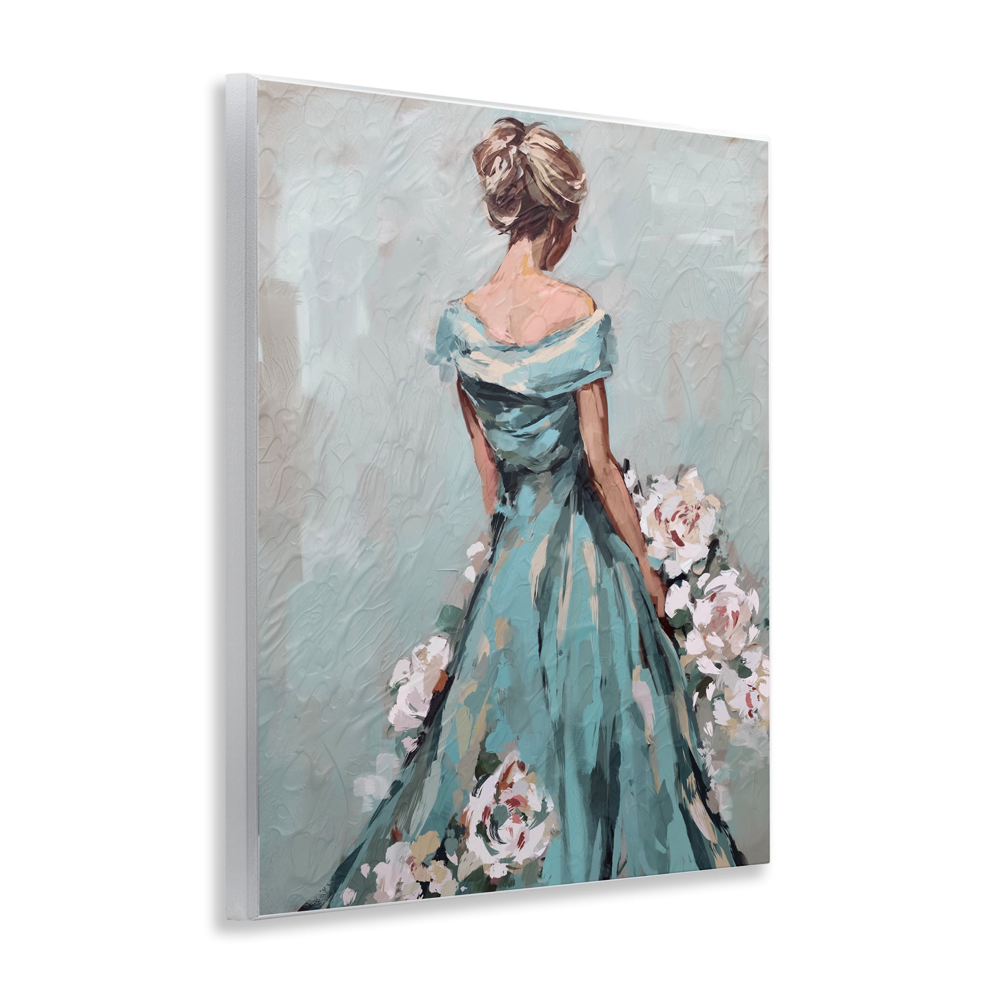 Stupell Industries Floral Woman in Gown Novelty Painting Unframed Art Print Wall Art, 11 x 14