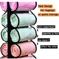 thumbnail image 4 of Foldable Leggings Organizer Clothes Portable Closets Roll Holder with 24-Compartment Storage Hanger for Leggings, Shirts, and Jeans(Black), 4 of 7