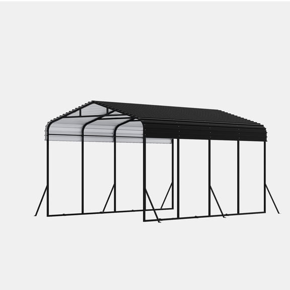 20x12ft Metal Carport, Heavy Duty Carport with Steel Panels, All-Weather & Snow Load Protection Canopy for Car, Boat, Truck Shelter