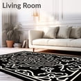 thumbnail image 2 of ODIKA 3'x5' Machine Washable Non-Slip Area Rug, Dynasty Baroque Jewel Labyrinth High Traffic Rug with Pad, Black, 657863, 2 of 8