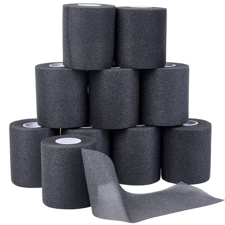 Black Athletic Tape Sports Prewrap Tape 10.9 Yard x 2.8 Inch Fibre No Sticky Easy Tear Strong Athletes Trainers Injury Headbands Bandage Wrap for DIY Black Athletic Tape Sports Prewrap Tape 10.9 Yard x 2.8 Inch Fibre No Sticky Easy Tear Strong Athletes Trainers Injury Headbands Bandage Wrap for DIY
