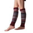 thumbnail image 2 of dianhelloya Women Striped Knitted Leg Warmers Winter Footless Knee High Fashion Boot Socks Red, 2 of 8