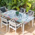 thumbnail image 2 of Blue Jellyfish Octopus Table Cloths for 4 Foot Rectangle Tables, Beach Nautical Ocean Coral Seahorse Patio Waterproof Elastic Fitted Tablecloths, Washable Rectangular Table Cover for Camping, 2 of 8