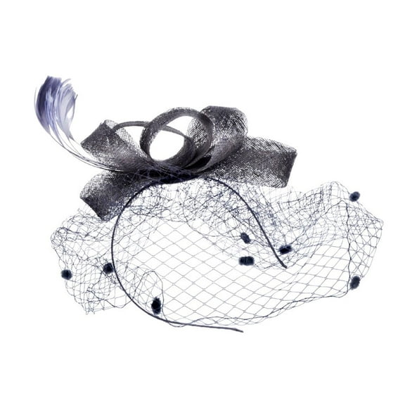 HNMKIU Elegant Women's Fascinator Hat with Decorative Ribbons and Feathers for Wedding Party Fashion Baseball Cap silver,One Size