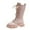 Beige, variant on Boots for Girls Stylish Autumn Girls Casual Boots Flat Thick Sole Non Durable PU Leather Comfortable Walking Footwear for Kids Size:7-8 Years