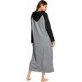 thumbnail image 5 of Oudiya Women Long Sleeve Nightgown Cotton Hooded Night Shirt Contrast Color Full Length Loungewear with Pocket, S-4XL, 5 of 7