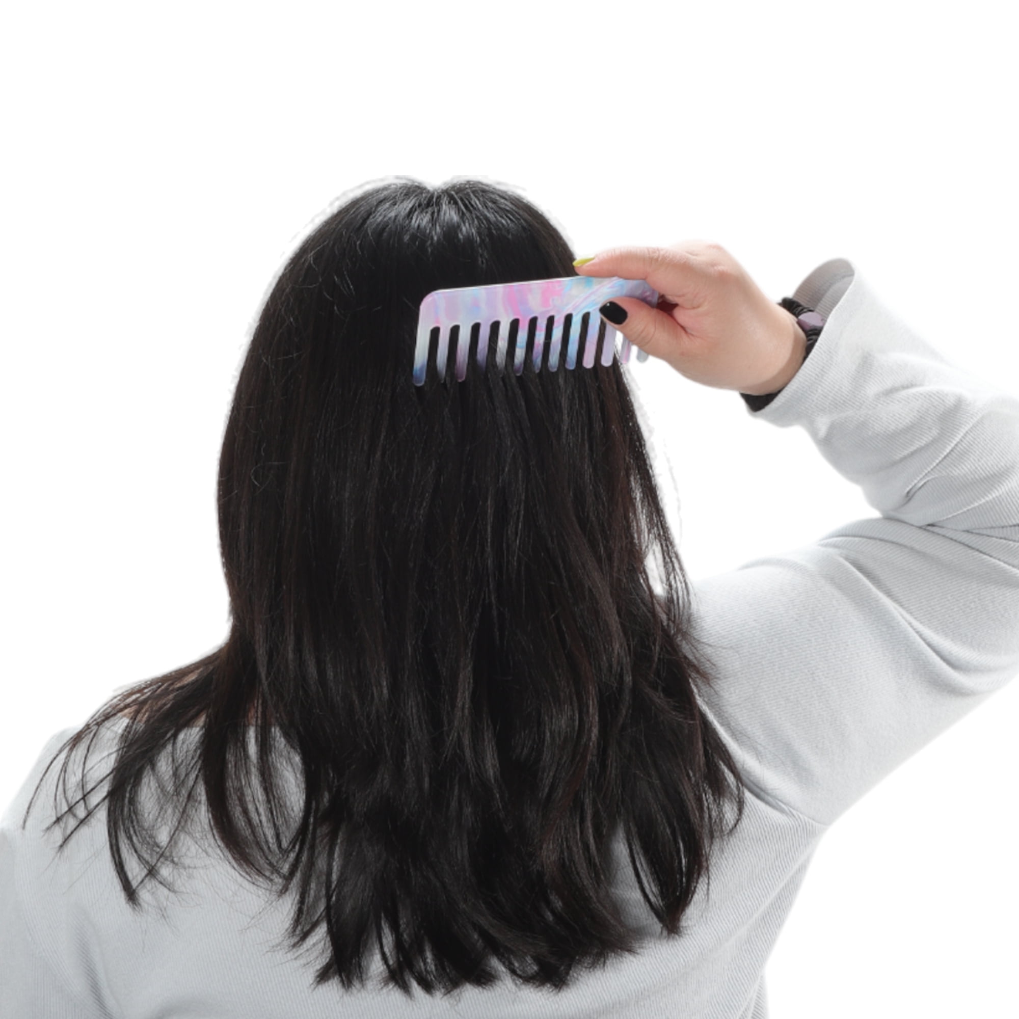 Unique Bargains 1 Pc Vintage Portable Wide Tooth Comb for All Hair Types Pink, Blue