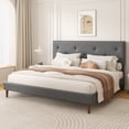 thumbnail image 2 of Frostbloom King Size Linen Upholstered Platform Bed Frame with Adjustable Headboard, Gray, 2 of 8