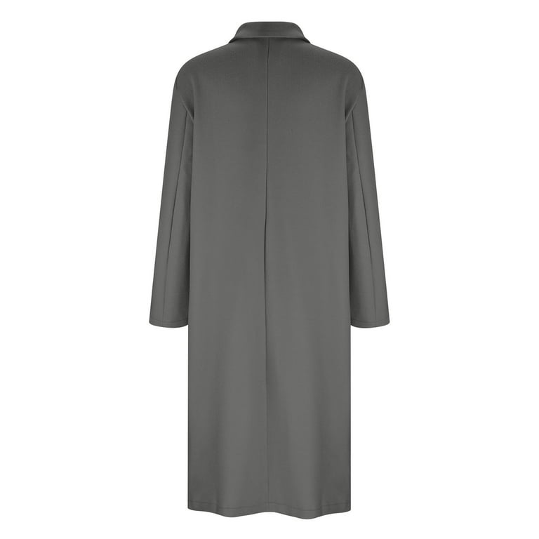 XFLWAM Long Trench Coat for Women Soft Wool Lapel Double Breasted
