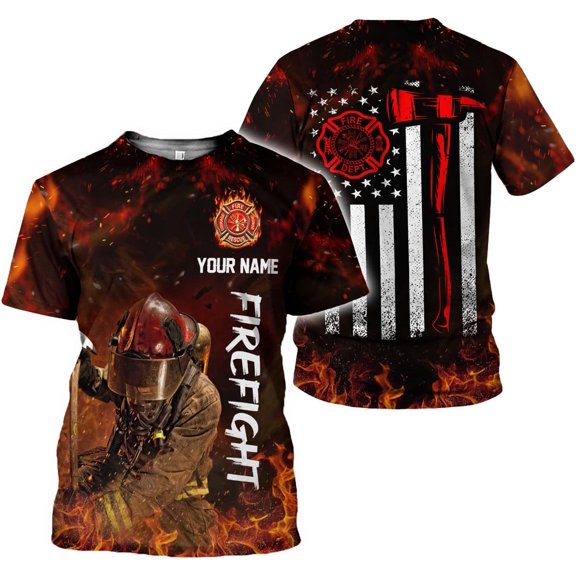 Personalized Firefighter Shirt, Fire Department Shirt, Fireman Shirt, Firefighter Shirts, Fire Rescue Tshirt (T-shirt, S)
