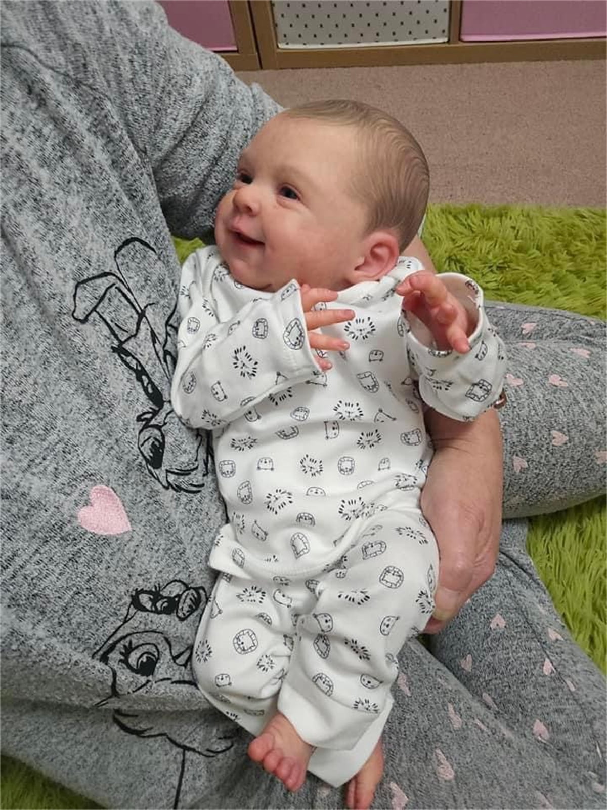 Lifelike Reborn Baby Dolls 18 inch Soft Cloth Body Sweet Smiling Real Life Baby Feeling Realistic Newborn with Outfit and Feeding Toy for Kids 3+ Years