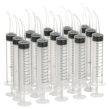 RONYOUNG 15PCS 12ml/cc Dental Syringe with Curved Tip & Measurement Disposable Graduated Dental Irrigation Syringe for Oral Dental Care, Tonsil Stones Removing, Lab, Feed Small Pet