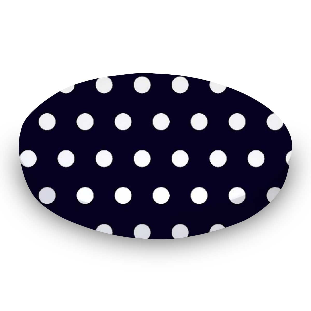 SheetWorld Fitted 100% Cotton Percale Oval Crib Sheet Fits Stokke Sleepi 26 x 47 Polka Dots Navy