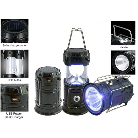Solar Rechargeable Tac Light Lantern 3-in-1 Bright Collapsible LED Tactical Lantern, Flashlight, And USB Charging Station (Best Usb Rechargeable Flashlight)