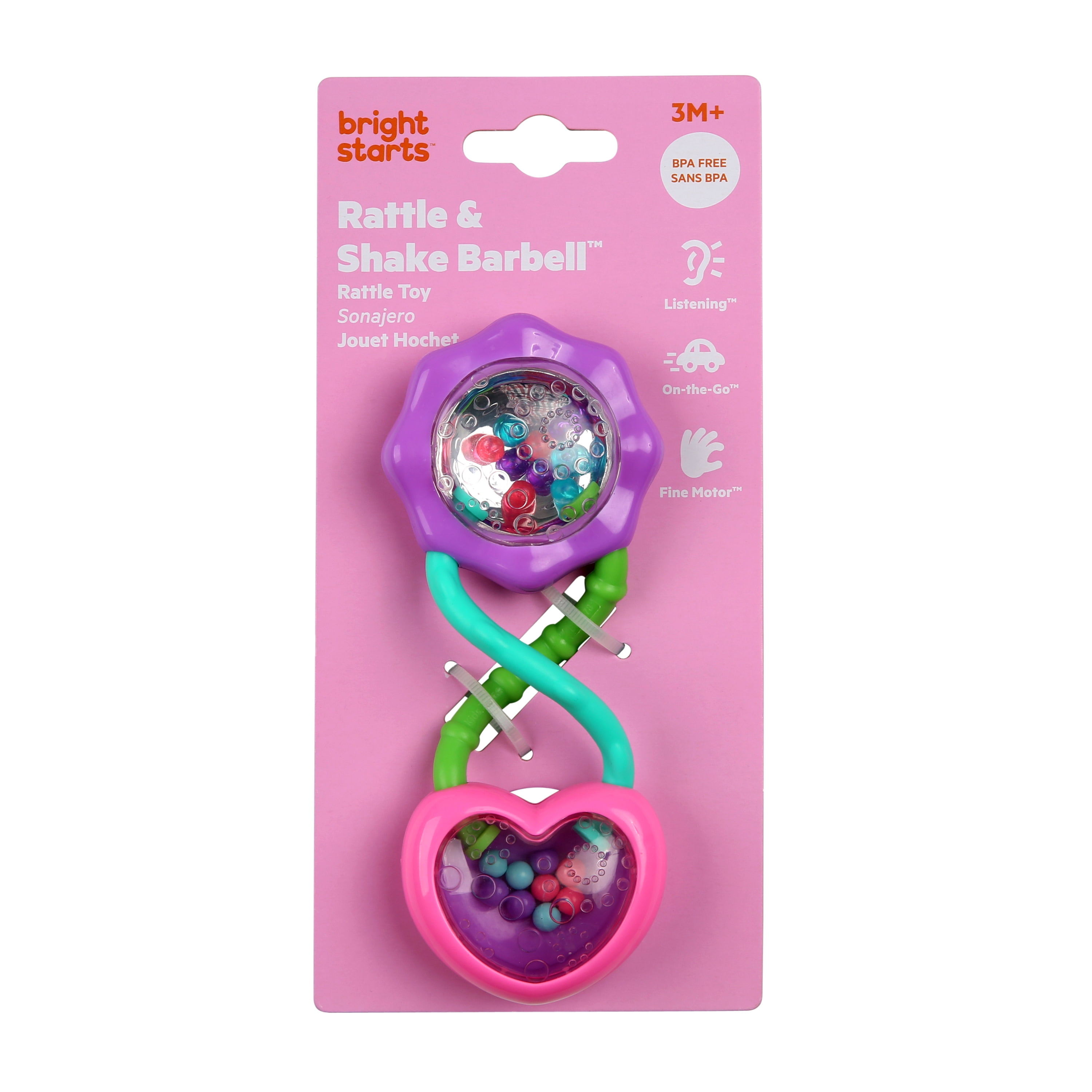 Bright Starts Rattle and Shake Barbell Toy, Ages 3 months +