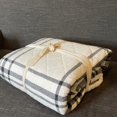 thumbnail image 2 of Neutral Black & Beige Ivory stripped Flannel QUEEN SIZE  Cotton Comfy Quilt, 2 of 2