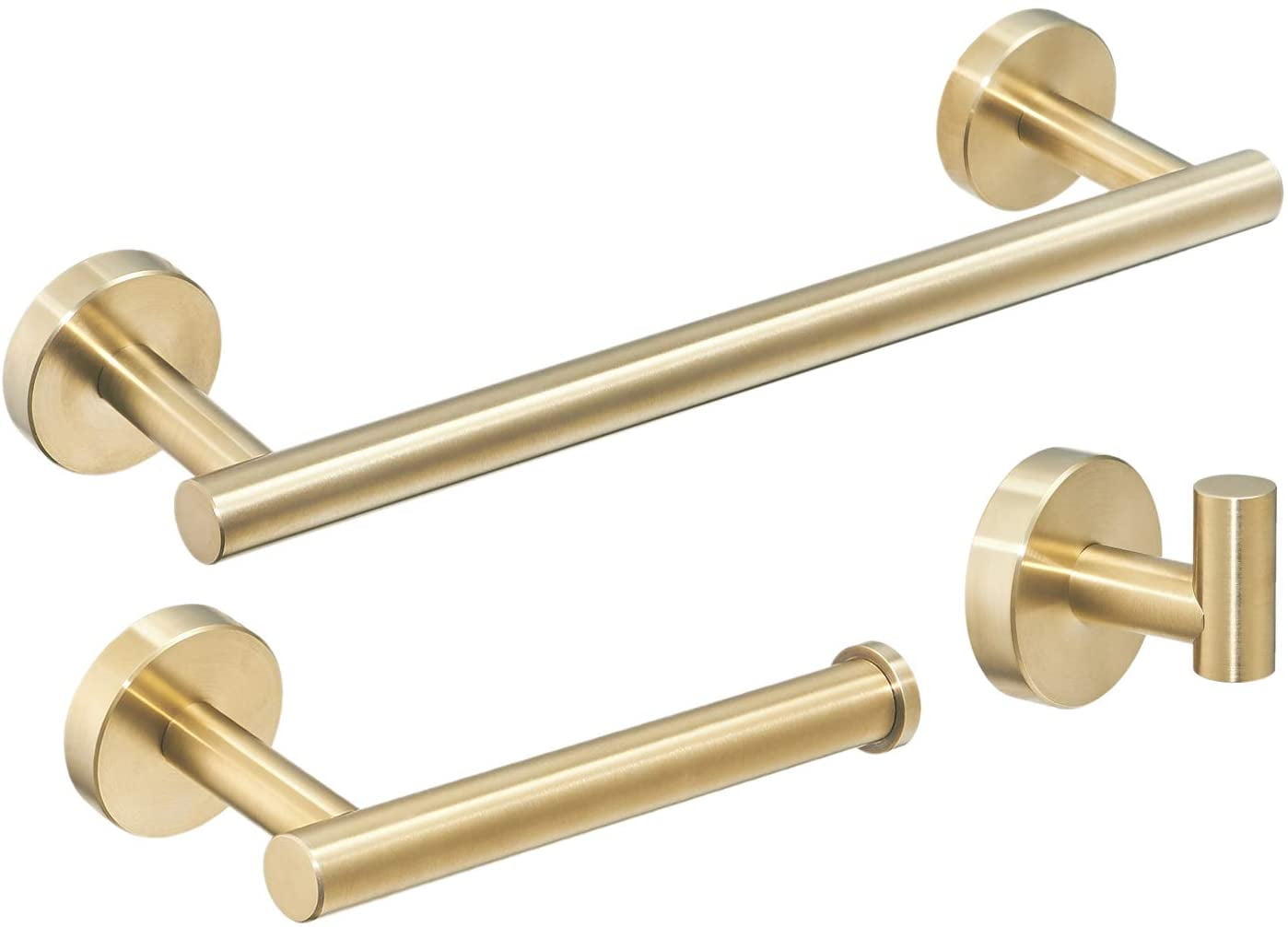 Bathroom Towel Rack / Toilet Paper Holder / Hook Rack, Brushed Gold, 3