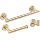 thumbnail image 1 of Toallero de baño/soporte para papel higiénico/gancho, oro cepillado, 3 piezas, accesorios de baño de acero inoxidable, 1 of 5