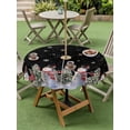 thumbnail image 3 of Outdoor Tablecloth with Umbrella Hole and Zipper, Black Christmas Snowman Round Table Cloth 60 Inch Waterproof Tablecloth, Winter Xmas Tree Snowflakes Picnic Table Cover for Patio Camping, 3 of 7