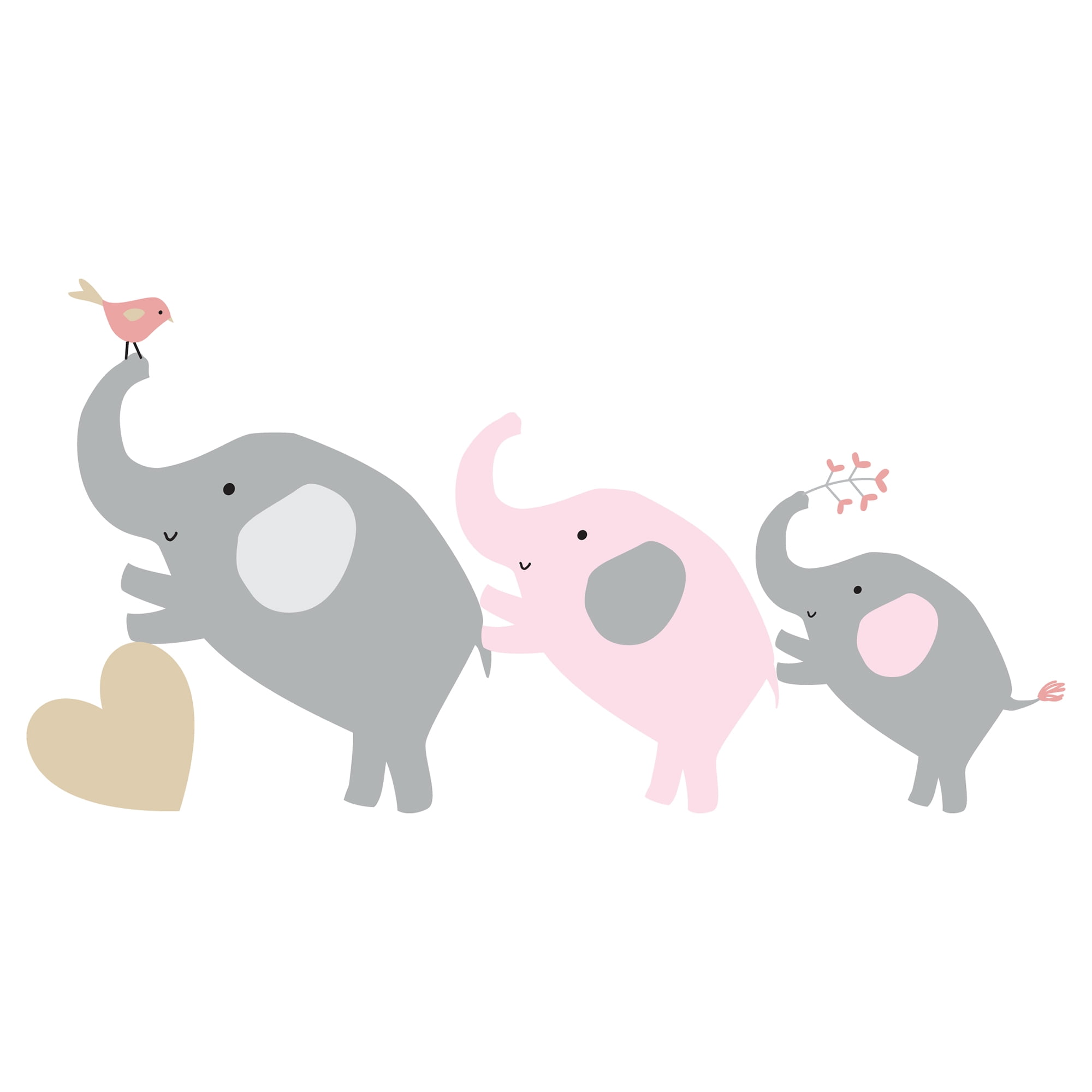 Bedtime Originals Eloise Gray, Pink, Gold Elephant Nursery Wall Decals