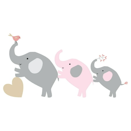 Bedtime Originals Eloise Gray/Pink/Gold Elephant Nursery Wall