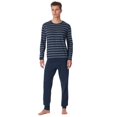 thumbnail image 2 of UNCOVER by SCHIESSER Pijama largo para hombre - con puños, a rayas, tejido jersey sencillo Azul scuro 2XL (2X-Large), 2 of 6