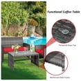 thumbnail image 4 of Costway 4PCS Patio Rattan Conversation Glass Table Top Cushioned Sofa Red, 4 of 8