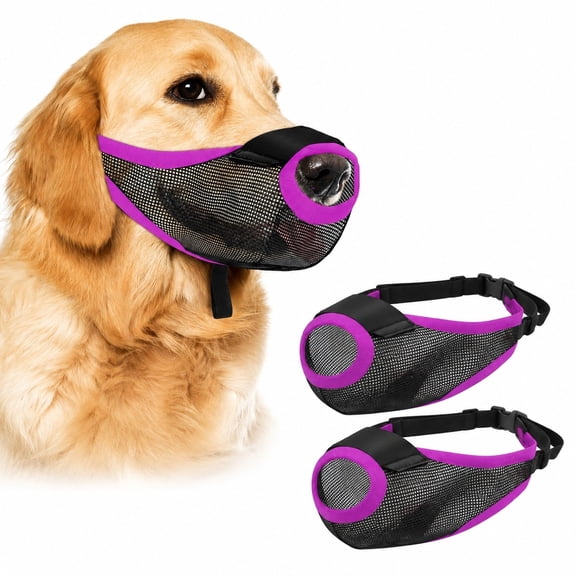 2 Pack Dog Muzzle, Soft Air‑Mesh Breathable Adjustable Front Opening, Mouth Guard for Large Dogs Against Biting Barking Licking Scavenging (Size:S)