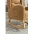 thumbnail image 5 of Upholstered Rocking Chair, Teddy Glider Chair Nursery Chair with High Back and Side Pocket, Rocking Accent Armchair with Wood Legs for Living Room/Bedroom/Nursery, khaki, 5 of 9