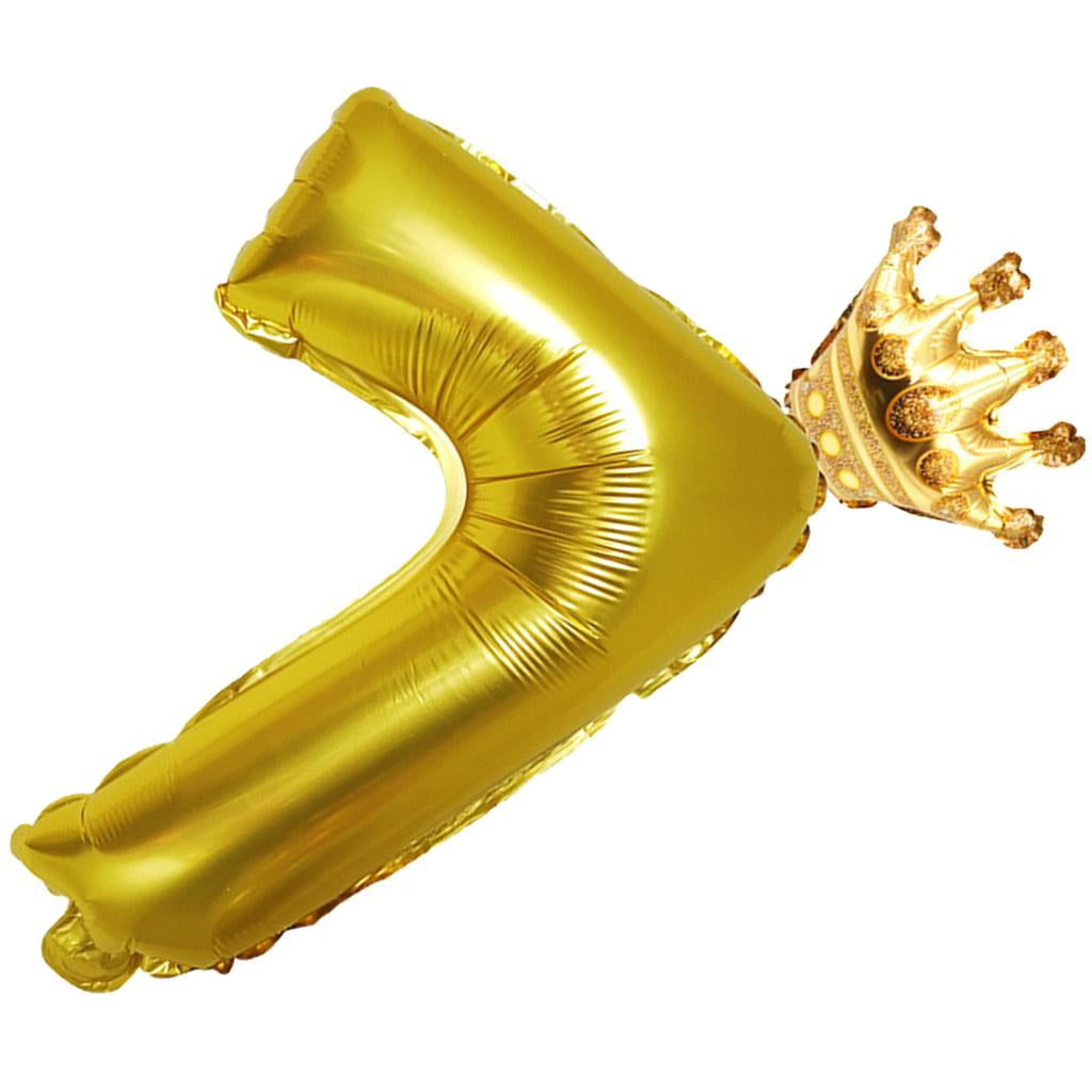 Golden Digital Crown Aluminum Foil Balloon Birthday Balloon Set J As