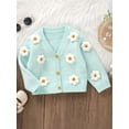 thumbnail image 3 of SUNSIOM Infant Baby Girl Cardigan Long Sleeve V Neck Button Closure Flower Knit Sweater Warm Fall Winter Coat, 3 of 9