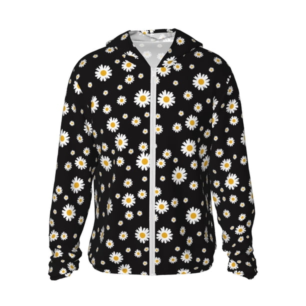 Fotbe Daisy Chaqueta con Protección Solar UPF 50+ para Hombre y Mujer, Camisa con Capucha y Bolsillos-Small