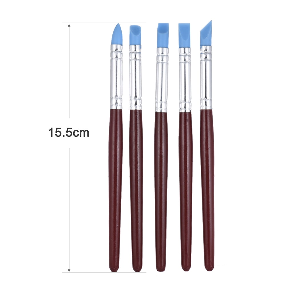 5 Clay Fingerprint Color Shaping Modeling Wipe Out Tools Rubber Tip Paint Brushes for Sculpture Pottery