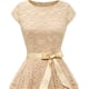 thumbnail image 5 of ICHUANYI Clearance Women Lace Short Sleeves Cocktail Prom Ballgown Vintage Dress(Beige, S) ICHUANYI WER2023081107691, 5 of 5
