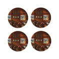 thumbnail image 2 of Balery 4 Pcs Log Cabin Insideleather Coasters Set, Drink Table Cup Coasters For Living Room Kitchen Coffee Decor, 2 of 9