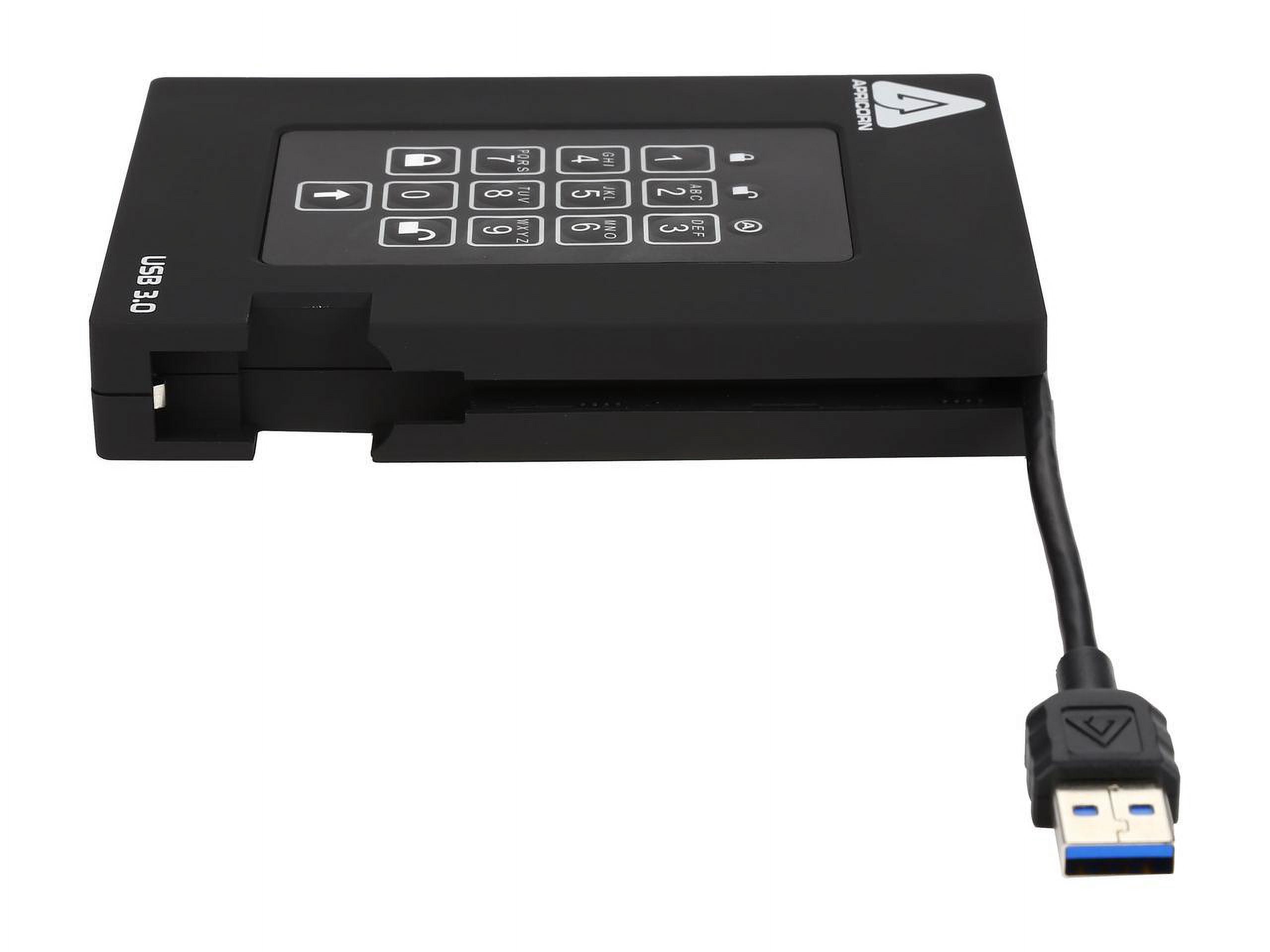 Apricorn Aegis Padlock A25-3PL256-1000F 1 TB External Hard Drive - USB 3.0 - 5400rpm - 8 MB Buffer - Portable