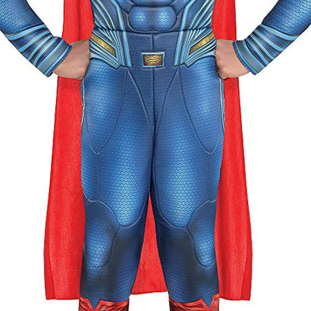 Costumes USA Superman Muscle Costume for Boys, Small, Blue Padded Jumpsuit and Red Cape Included