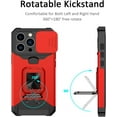 thumbnail image 2 of for iPhone 13 Pro Case with Sliding Camera Cover and Card Holder Heavy Duty Protective iPhone 13 pro Case with Ring Magnetic Kickstand Phone Case for iPhone 13 Pro 6.1 inch(Red), 2 of 14