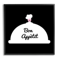 Bon Appetit Phrase Mustache Chef Modern Design Food & Beverage Framed Art Print Wall Art, 17x17