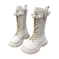 thumbnail image 2 of Kureaily Winter Autumn Girls Boots With Pearl Buckle And Golden Laces High Top Footwear For Toddler Kids Youth Teen 11.5-12 Years, 2 of 5