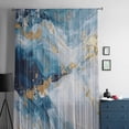 thumbnail image 5 of Blue Oil Painting Semi Sheer Curtains Drapes for Living Room, Bedroom, French Doors Window 108 Inches Long, Modern Marble Art Abstract Rod Pocket Chiffon Curtain Drapery Voile Draperies Panel, 5 of 6