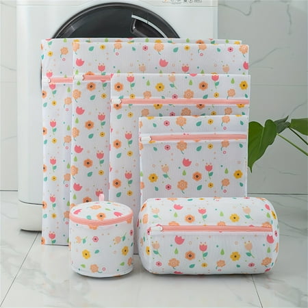 6pcs Polyester Mesh Laundry Bags Set  Various Sizes for Blouse  Hosiery  Stocking  Underwear  Bra Lingerie  with Zip Closure  Ideal for Travel & Home Use - Durable & Breathable