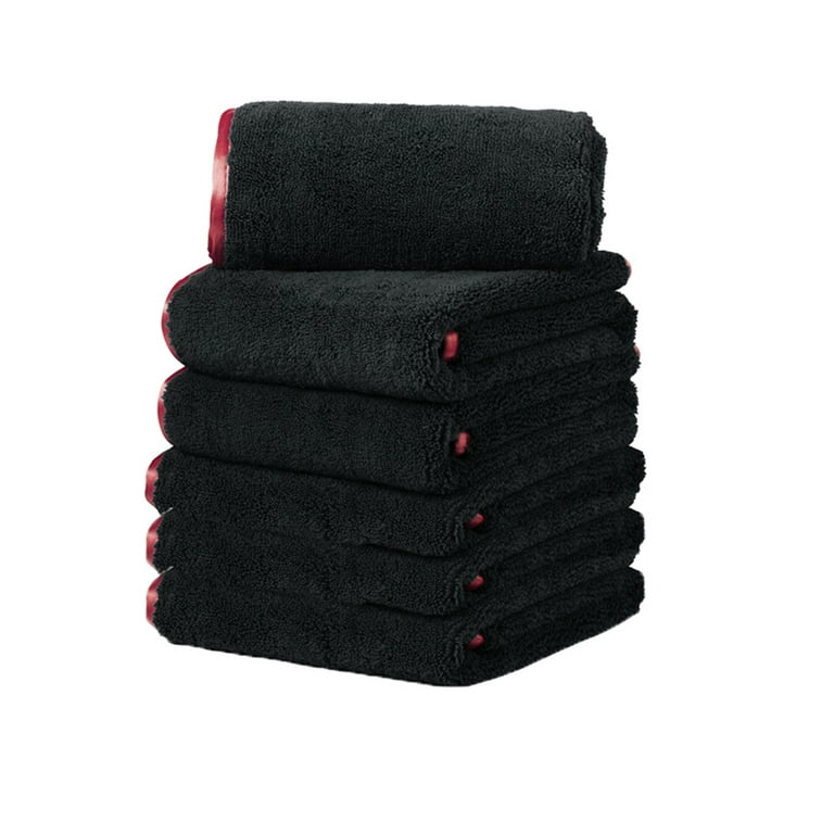 Carcarez 16x24 Black Microfiber Towel - Pack of 6 - Multipurpose Cleaning  Towels with Superior Absorbency and Softness - Ideal for Auto, Home, and
