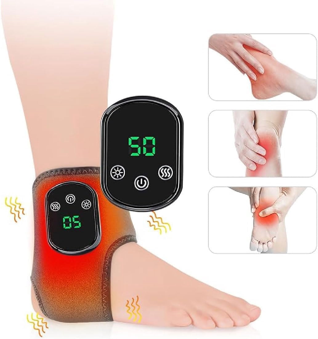 Foot Massager,Cordless Ankle Massager,Triple Method Massager,Electric Foot and Ankle Massager Heated Wrap with 3 Vibration Modes and 5 Heat Levels - Cordless Portable Design(Black 2PCS)