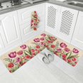 thumbnail image 2 of Kitchen Rugs and Mats,Country Tulip Flowers Red Purple 2 Piece Anti Fatigue Area Runner Rug Set Comfort Standing Floor Mat,Pastoral Botanical Retro Linen Non Slip Absorbent Doormats for Laundry, 2 of 6